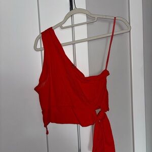 Orange One-Shoulder Women's Top